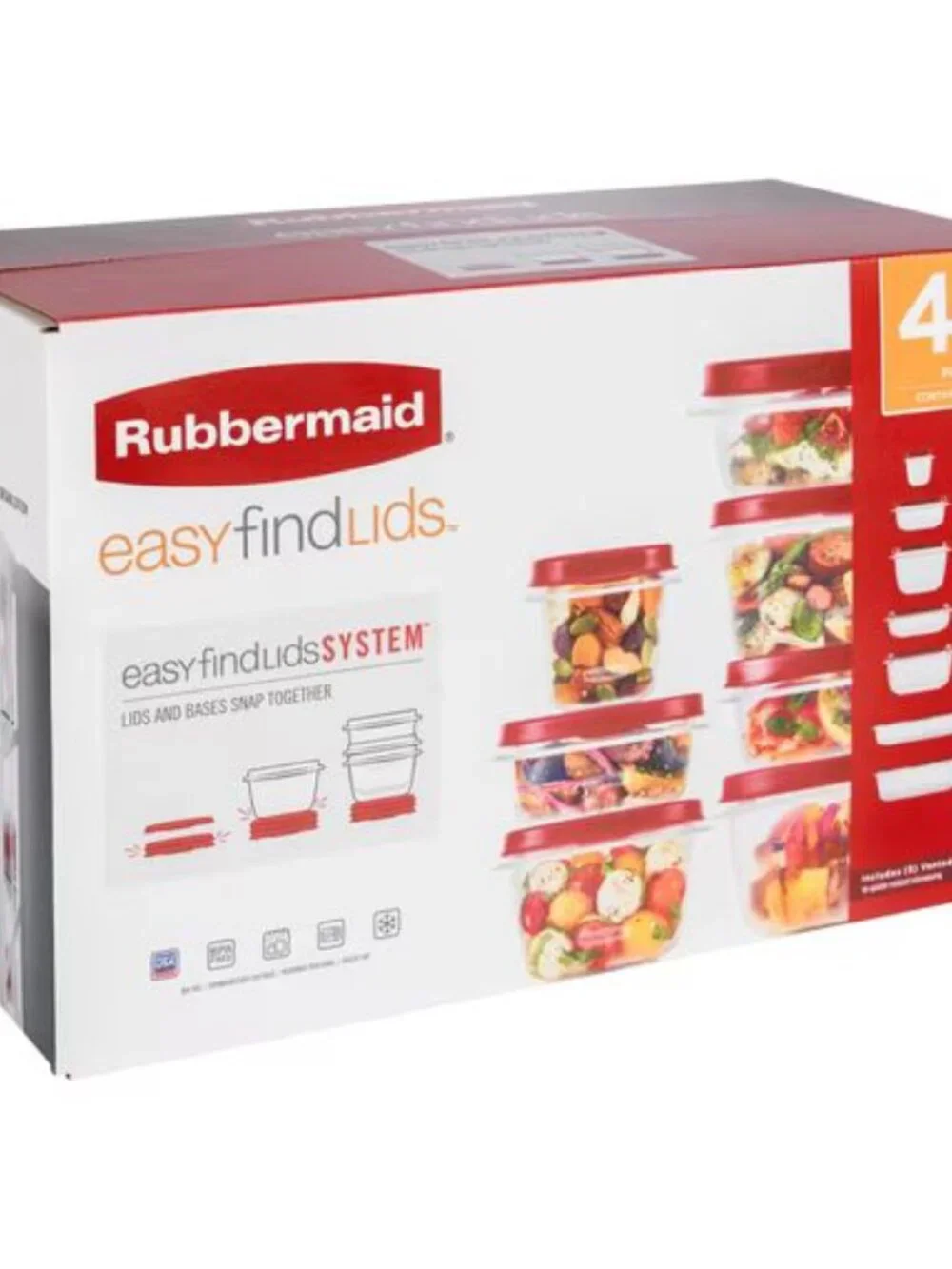 Rubbermaid EasyFindLids 40 Piece Food Storage Containers with Vented Lids